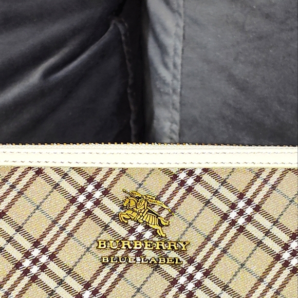 BURBERRY BLUE LABEL NOVA CHECK &  LEATHER BEIGE & WHITE ZIP AROUND LONG WALLET - Picture 12 of 17
